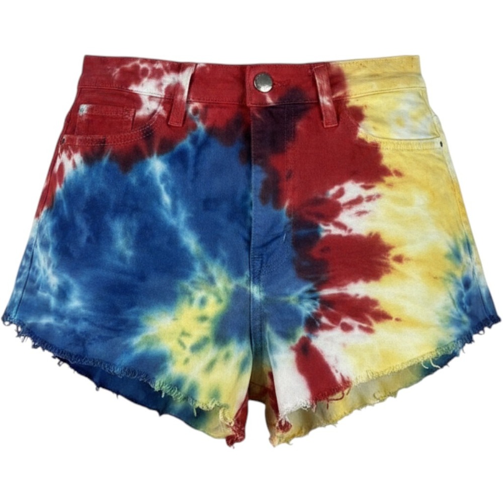 Vibrant M.I.U. Denim Shorts Womens L Multicolor NWT Tie Dye Distressed High Rise